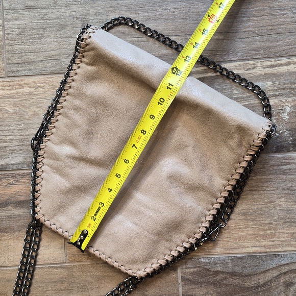 Stella McCartney Falabella STYLE Faux Suede Gunmetal Chain Trim Handles Bag - Picture 4 of 10